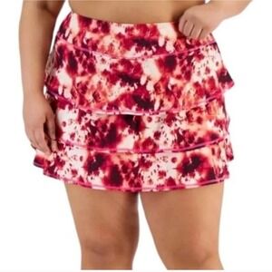 NEW Ideology Skort Women 2X Pink Shock Tie Dye Tiered Ruffle Performance Tennis
